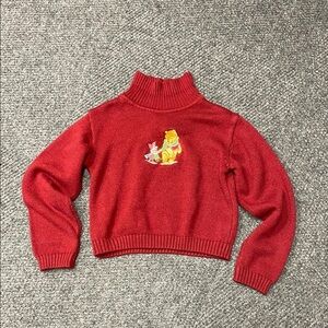 The Disney Store Vintage Red Mockneck Turtleneck Sweater Pooh Christmas Medium